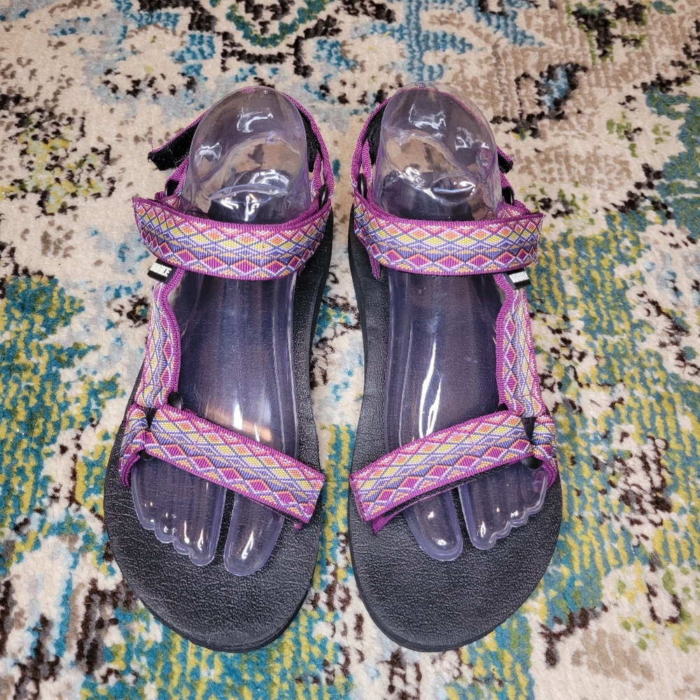 Merence Purple Strappy Outdoor Yogo Mat Sole Comfort Sandals, Size EU‎ 38 US 7